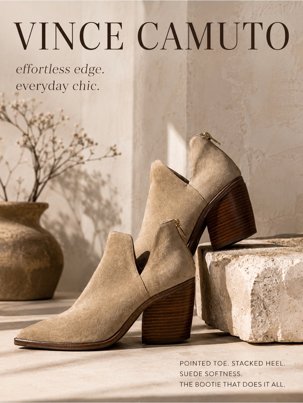 Vince Camuto tan suede ankle booties size 9.5